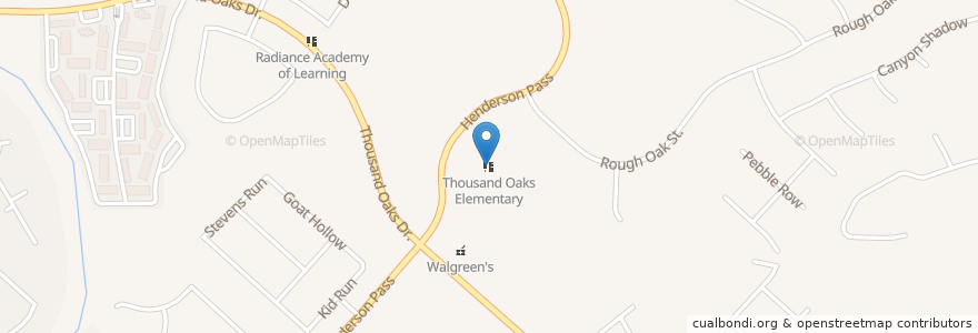 Mapa de ubicacion de Thousand Oaks Elementary en Amerika Birleşik Devletleri, Teksas, Bexar County, San Antonio.
