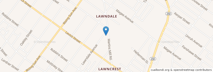 Mapa de ubicacion de Lawndale Baptist Church en United States, Pennsylvania, Philadelphia County, Philadelphia.