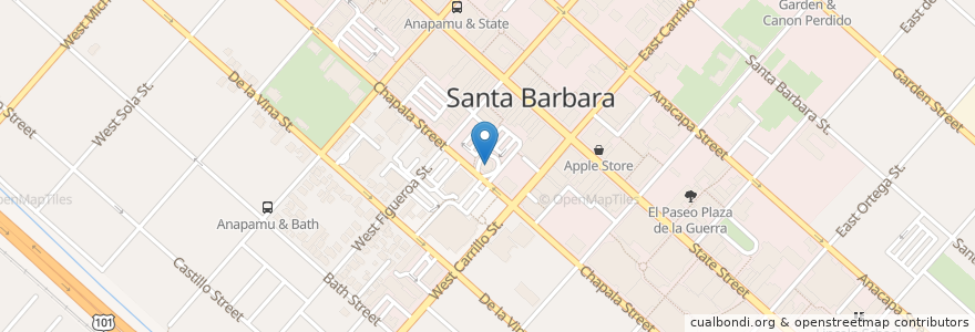 Mapa de ubicacion de Transit Center en 美利坚合众国/美利堅合眾國, 加利福尼亚州/加利福尼亞州, Santa Barbara County, Santa Barbara.