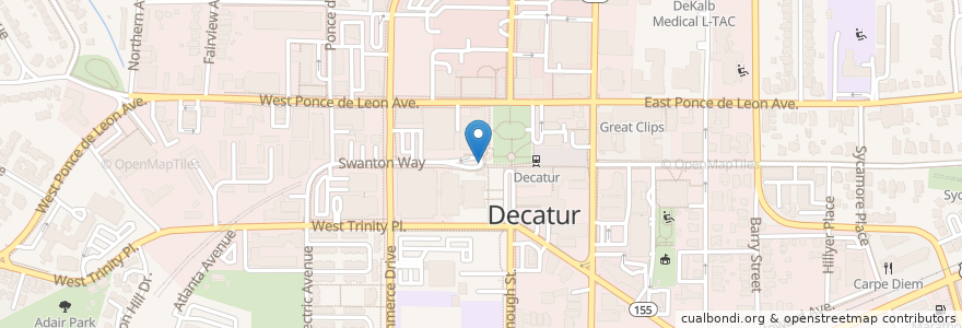 Mapa de ubicacion de Decatur en アメリカ合衆国, ジョージア州, Dekalb County, Decatur.