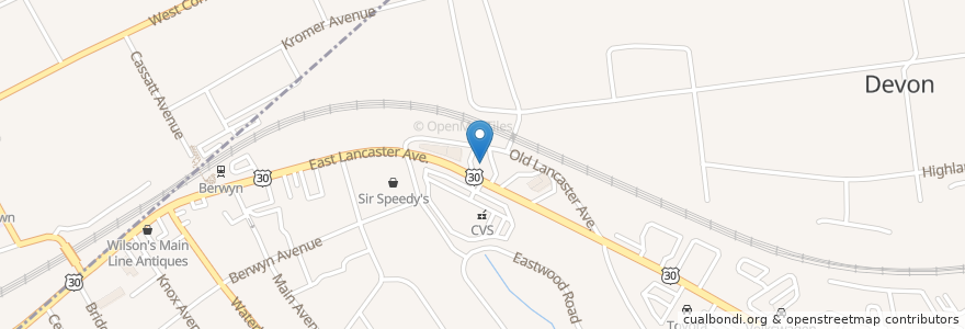 Mapa de ubicacion de Casey's Alehouse and Restaurant en 美利坚合众国/美利堅合眾國, 宾夕法尼亚 / 賓夕法尼亞州, Chester County, Tredyffrin Township, Easttown Township.