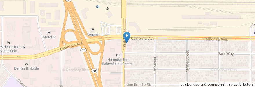 Mapa de ubicacion de Arco en Vereinigte Staaten Von Amerika, Kalifornien, Kern County, Bakersfield.
