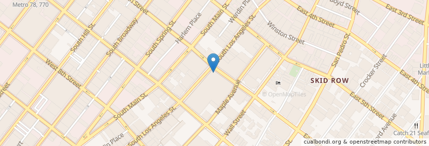 Mapa de ubicacion de Greyhound Bus Terminal en 美利坚合众国/美利堅合眾國, 加利福尼亚州/加利福尼亞州, 洛杉矶县, 洛杉矶.