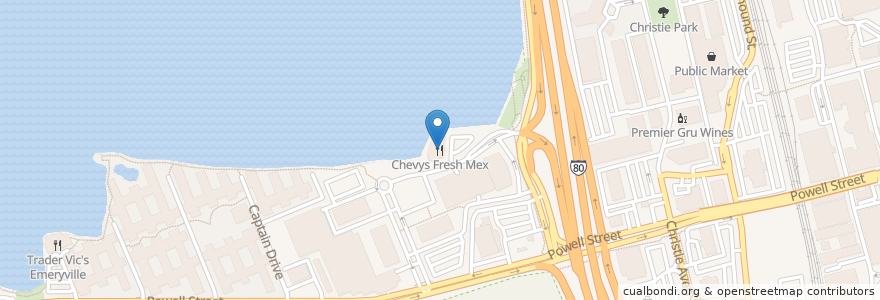 Mapa de ubicacion de Chevy's Fresh Mex en Verenigde Staten, Californië, Alameda County, Emeryville.
