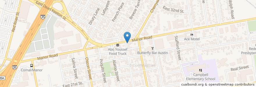 Mapa de ubicacion de Mi Madre's en Amerika Birleşik Devletleri, Teksas, Travis County, Austin.