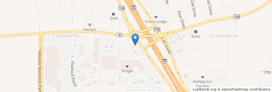 Mapa de ubicacion de Starbucks en 미국, 텍사스, Walker County, Huntsville.