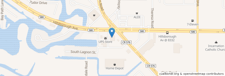 Mapa de ubicacion de Walgreens en Соединённые Штаты Америки, Флорида, Hillsborough County.