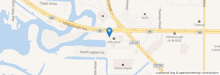 Mapa de ubicacion de Dunkin' Donuts en Stati Uniti D'America, Florida, Hillsborough County.