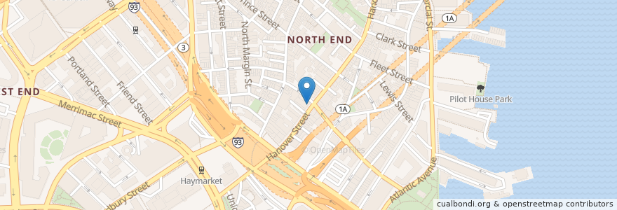 Mapa de ubicacion de Quattro en Vereinigte Staaten Von Amerika, Massachusetts, Suffolk County, Boston.