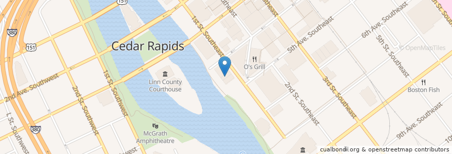 Mapa de ubicacion de Dublin City Pub en Estados Unidos Da América, Iowa, Linn County, Cedar Rapids.