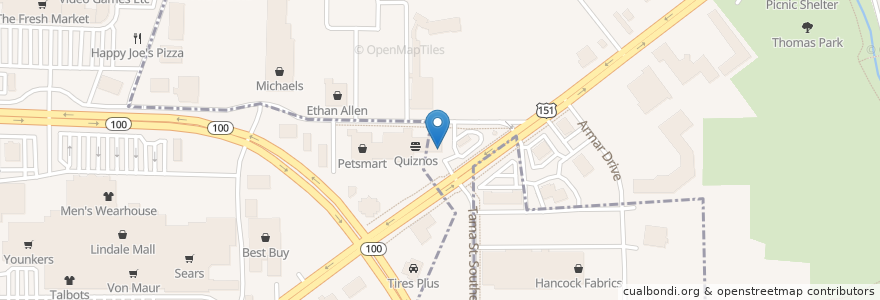 Mapa de ubicacion de Bruegger's Bagels en 美利坚合众国/美利堅合眾國, 艾奥瓦州, Linn County, Cedar Rapids.