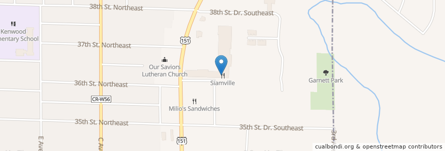 Mapa de ubicacion de Siamville en الولايات المتّحدة الأمريكيّة, آيوا, Linn County, Cedar Rapids.