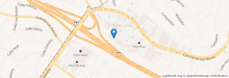 Mapa de ubicacion de Rubio's en 美利坚合众国/美利堅合眾國, 加利福尼亚州/加利福尼亞州, Orange County, San Clemente.