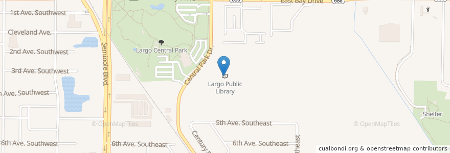 Mapa de ubicacion de Largo Public Library en 美利坚合众国/美利堅合眾國, 佛罗里达州/佛羅里達州, Pinellas County, Largo.