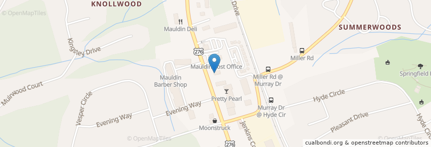 Mapa de ubicacion de Palmetto Car Wash en Estados Unidos Da América, Carolina Do Sul, Greenville County, Mauldin.