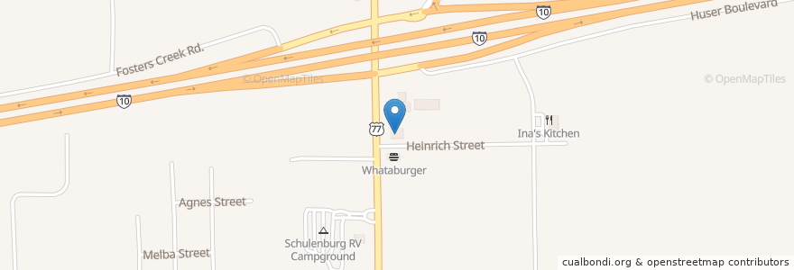 Mapa de ubicacion de Express BBQ Depot en Estados Unidos Da América, Texas, Fayette County, Schulenburg.