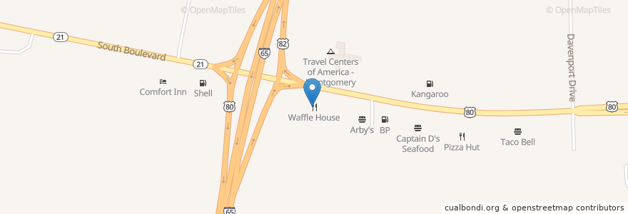 Mapa de ubicacion de Waffle House en 미국, 앨라배마, Montgomery County, Montgomery.