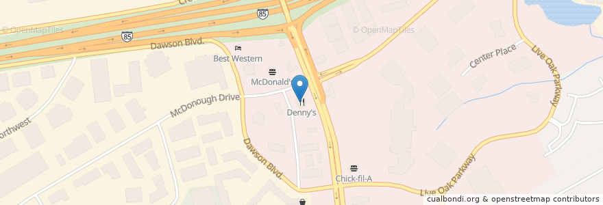 Mapa de ubicacion de Denny's en United States, Georgia, Gwinnett County.