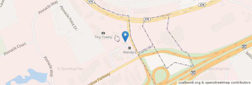 Mapa de ubicacion de Arby's en アメリカ合衆国, ジョージア州, Gwinnett County, Norcross.
