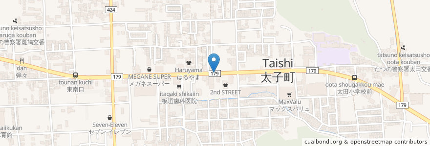 Mapa de ubicacion de 太子町 en Japon, Préfecture De Hyōgo, 揖保郡, 太子町.
