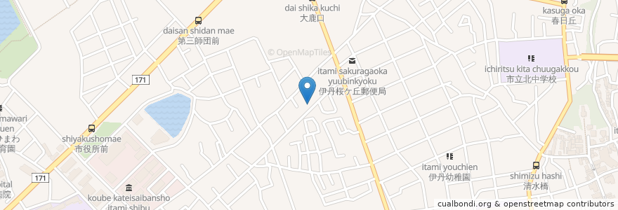 Mapa de ubicacion de 伊丹市 en Japan, 兵庫県, 伊丹市.