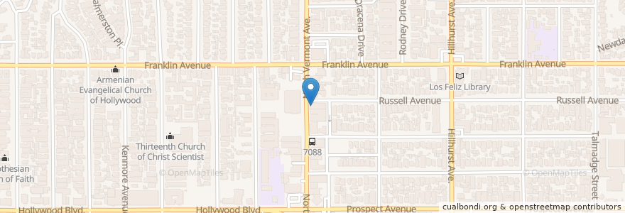 Mapa de ubicacion de Los Feliz 3 en Amerika Syarikat, California, Los Angeles County, Los Angeles.