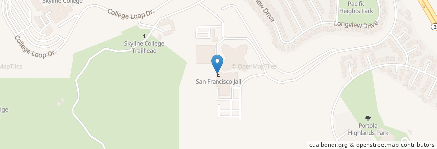 Mapa de ubicacion de San Francisco Jail en 美利坚合众国/美利堅合眾國, 加利福尼亚州/加利福尼亞州, 圣马刁县, San Bruno.