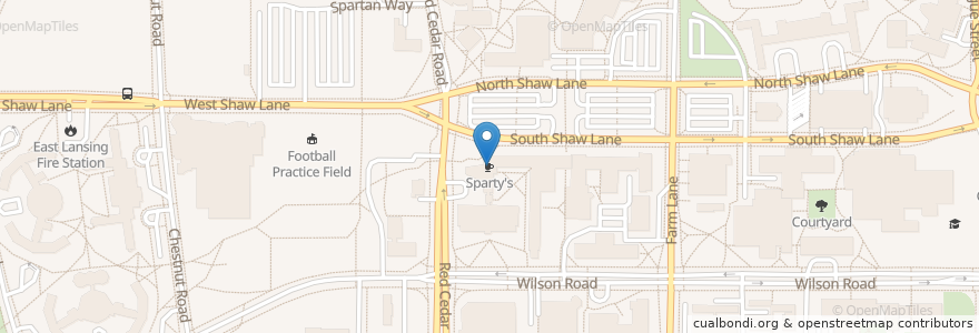 Mapa de ubicacion de Sparty's Refresh en 미국, 미시간, Ingham County, East Lansing.