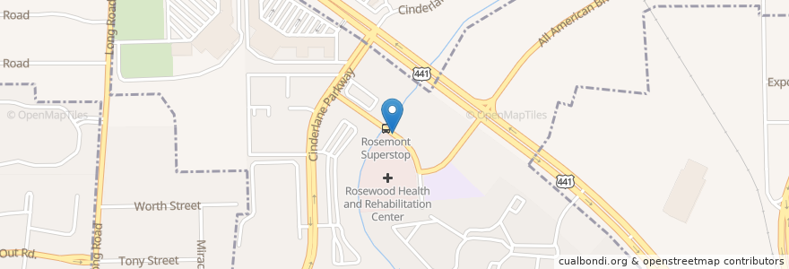 Mapa de ubicacion de Rosemont SuperStop en 美利坚合众国/美利堅合眾國, 佛罗里达州/佛羅里達州, 橙县/橙縣/橘郡, 奥兰多/奧蘭多.