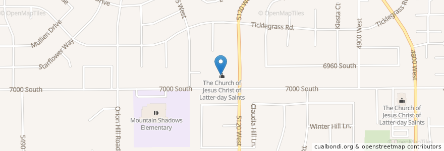 Mapa de ubicacion de The Church of Jesus Christ of Latter-day Saints en Estados Unidos De América, Utah, Salt Lake County, West Jordan.