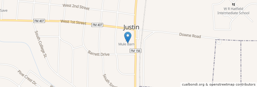 Mapa de ubicacion de Lonesome Spur en アメリカ合衆国, テキサス州, Denton County, Justin.