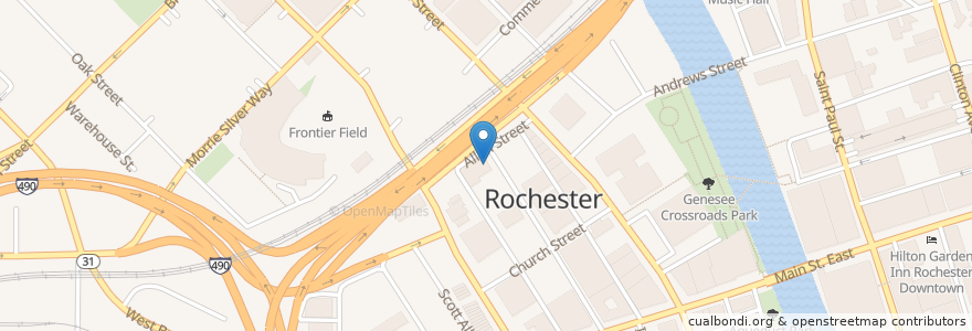 Mapa de ubicacion de Downtown United Presbyterian Church en 美利坚合众国/美利堅合眾國, 纽约州 / 紐約州, Monroe County, Rochester.
