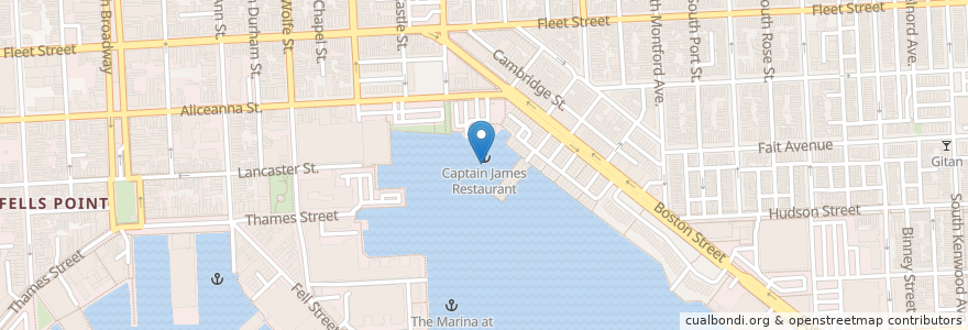 Mapa de ubicacion de Captain James Landing en アメリカ合衆国, メリーランド州, Baltimore.