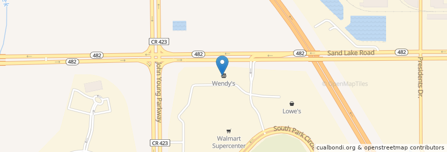 Mapa de ubicacion de Wendy's en 미국, 플로리다주, Orange County.