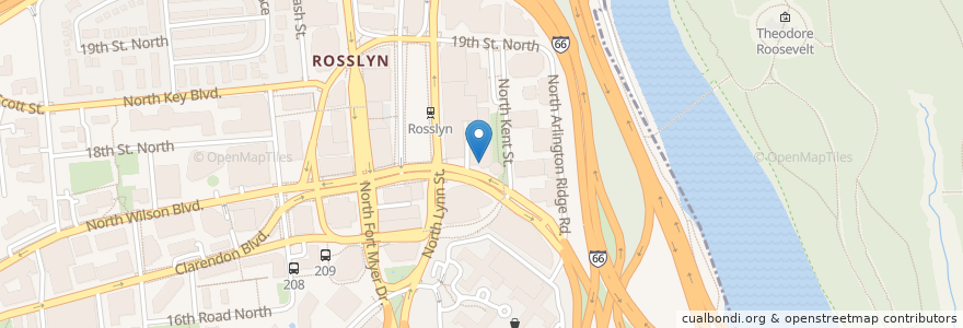 Mapa de ubicacion de Rosslyn Coffee & Deli en الولايات المتّحدة الأمريكيّة, فيرجينيا, واشنطن العاصمة, Washington, Arlington County, Arlington.