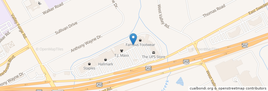 Mapa de ubicacion de Manny's Place en United States, Pennsylvania, Chester County, Tredyffrin Township.