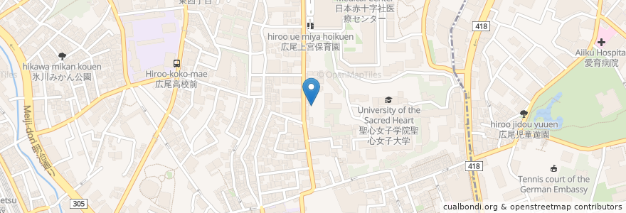 Mapa de ubicacion de 広尾 en Giappone, Tokyo, Shibuya, 広尾.