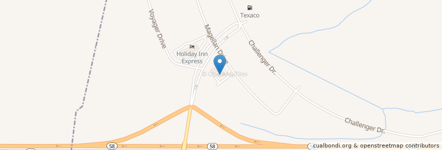 Mapa de ubicacion de Denny's en 美利坚合众国/美利堅合眾國, 加利福尼亚州/加利福尼亞州, Kern County, Tehachapi.