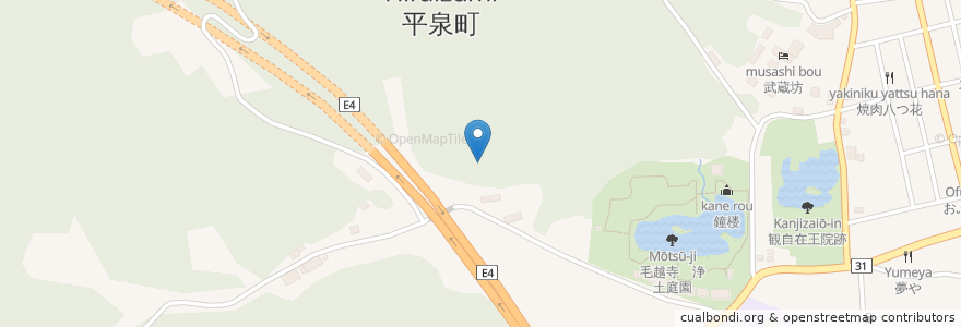 Mapa de ubicacion de 平泉町 en 日本, 岩手県, 西磐井郡, 平泉町.