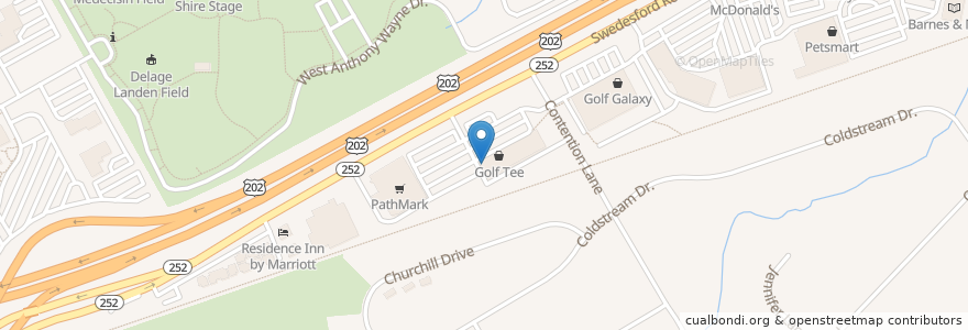 Mapa de ubicacion de Citibank en الولايات المتّحدة الأمريكيّة, بنسيلفانيا, Chester County, Tredyffrin Township.