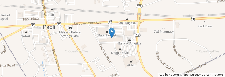 Mapa de ubicacion de Elegance Bakery Cafe en الولايات المتّحدة الأمريكيّة, بنسيلفانيا, Chester County, Tredyffrin Township.