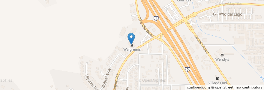 Mapa de ubicacion de Walgreens en United States, California, Los Angeles County.