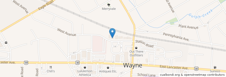 Mapa de ubicacion de Two Paperdolls LLC en Estados Unidos Da América, Pensilvânia, Delaware County, Radnor Township.
