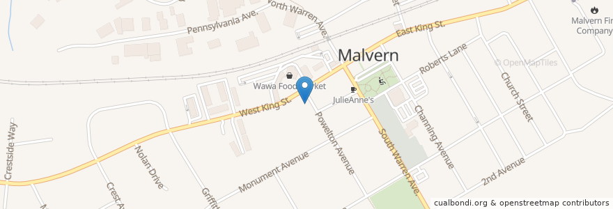 Mapa de ubicacion de Malvern Federal Savings Bank en الولايات المتّحدة الأمريكيّة, بنسيلفانيا, Chester County, Malvern.