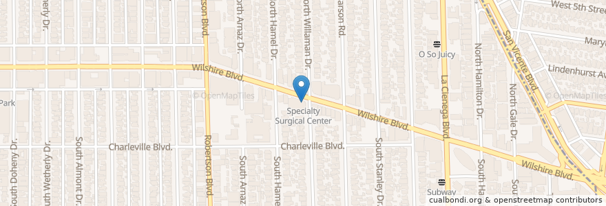 Mapa de ubicacion de Specialty Surgical Center en Соединённые Штаты Америки, Калифорния, Los Angeles County, Лос-Анджелес, Beverly Hills.