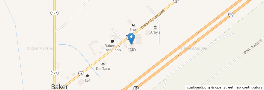 Mapa de ubicacion de TCBY en 미국, 캘리포니아주, San Bernardino County.