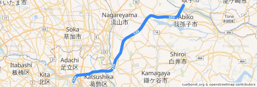 Mapa del recorrido JR常磐緩行線 de la línea  en Japonya.