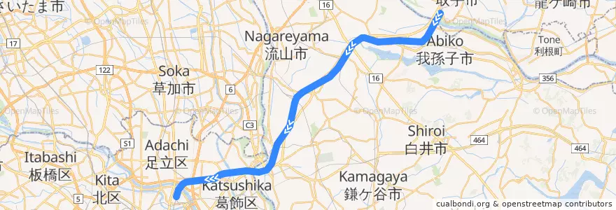 Mapa del recorrido JR常磐緩行線 de la línea  en Japon.