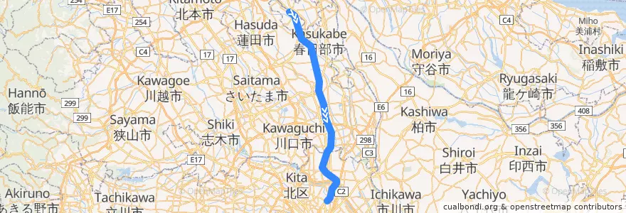 Mapa del recorrido 東京地下鉄の直通運転 - スカイツリーライン de la línea  en Japão.