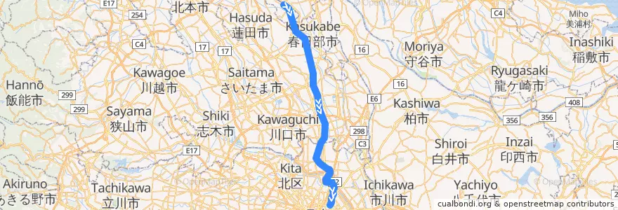 Mapa del recorrido 東京地下鉄の直通運転 - スカイツリーライン de la línea  en 日本.